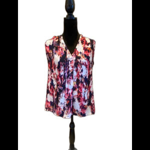 Rose & Olive Blouse  Plus Size ? XL Top Sleeveless High Low V Neck Cool Summer